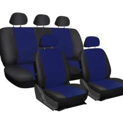 COPRISEDILI UNIVERSALI PER AUTO IN COTONE BICOLORE BLU SCURO E NERO COPRI SEDILE