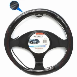 COPRIVOLANTE PER AUTO FODERA ANTISCIVOLO STERZO UNIVERSALE 38CM NERO ROSSO CV-17