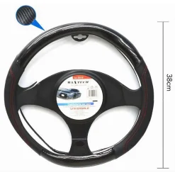 COPRIVOLANTE PER AUTO FODERA ANTISCIVOLO STERZO UNIVERSALE 38CM NERO ROSSO CV-17