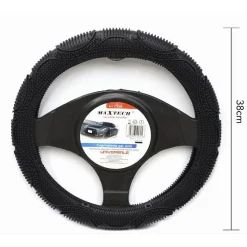 COPRIVOLANTE UNIVERSALE AUTO COPERTURA FODERA STERZO 38CM ANTISCIVOLO NERO CV-26