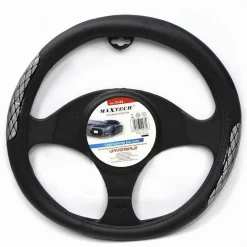 COPRIVOLANTE UNIVERSALE FODERA STERZO PER AUTO 38 CM NERO CON DETTAGLI CV-23