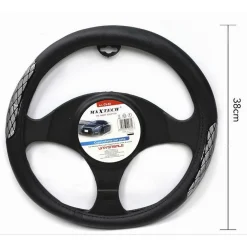 COPRIVOLANTE UNIVERSALE FODERA STERZO PER AUTO 38 CM NERO CON DETTAGLI CV-23