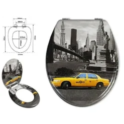 COPRIWATER COPRI SEDILE WC BAGNO UNIVERSALE CERNIERE ACCIAIO TAXI NEW YORK 52974A