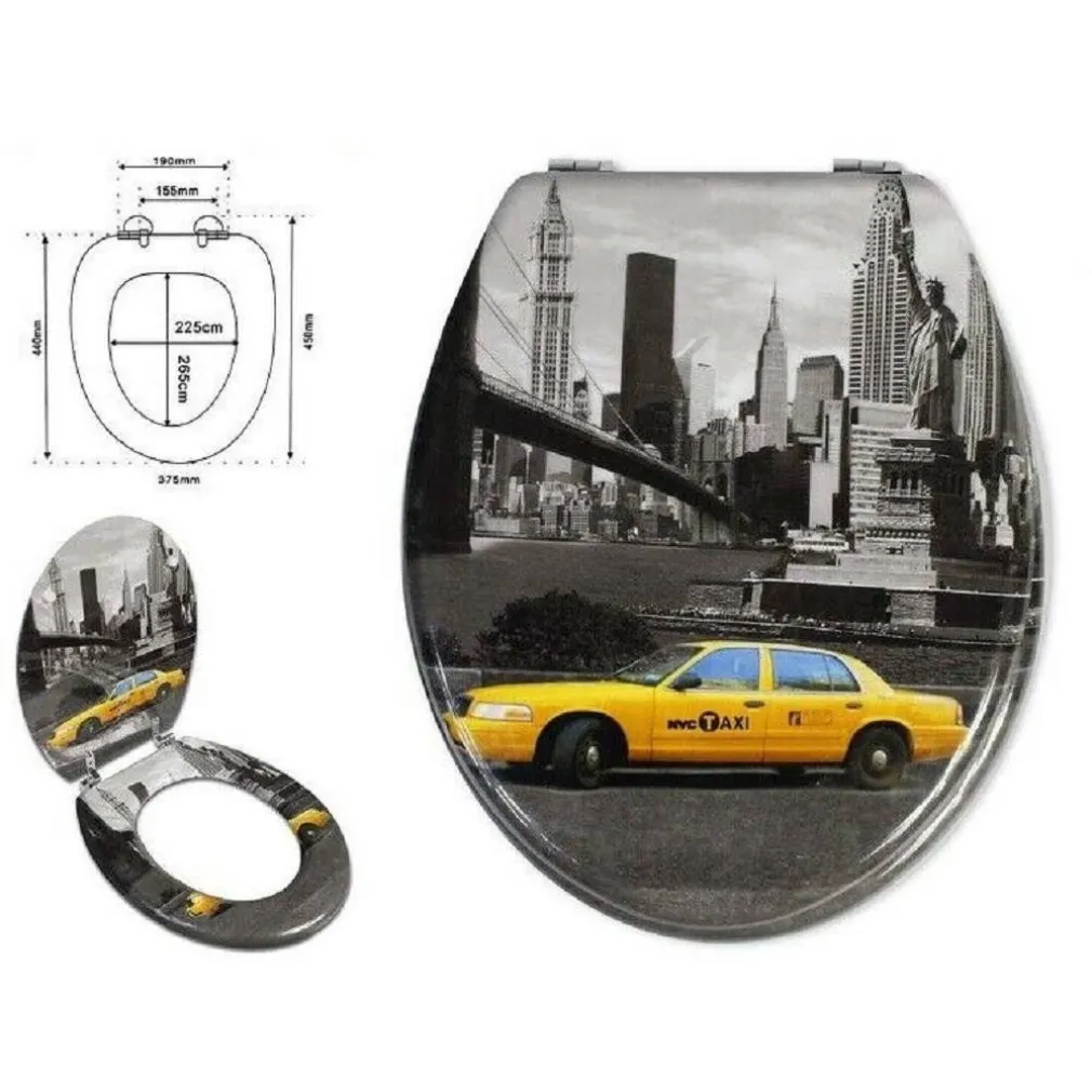 COPRIWATER COPRI SEDILE WC BAGNO UNIVERSALE CERNIERE ACCIAIO TAXI NEW YORK 52974A