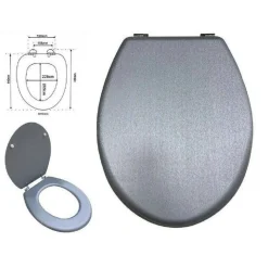 COPRIWATER COPRI SEDILE WC BAGNO UNIVERSALE CERNIERE ACCIAIO GRIGIO LUCIDO 52969A