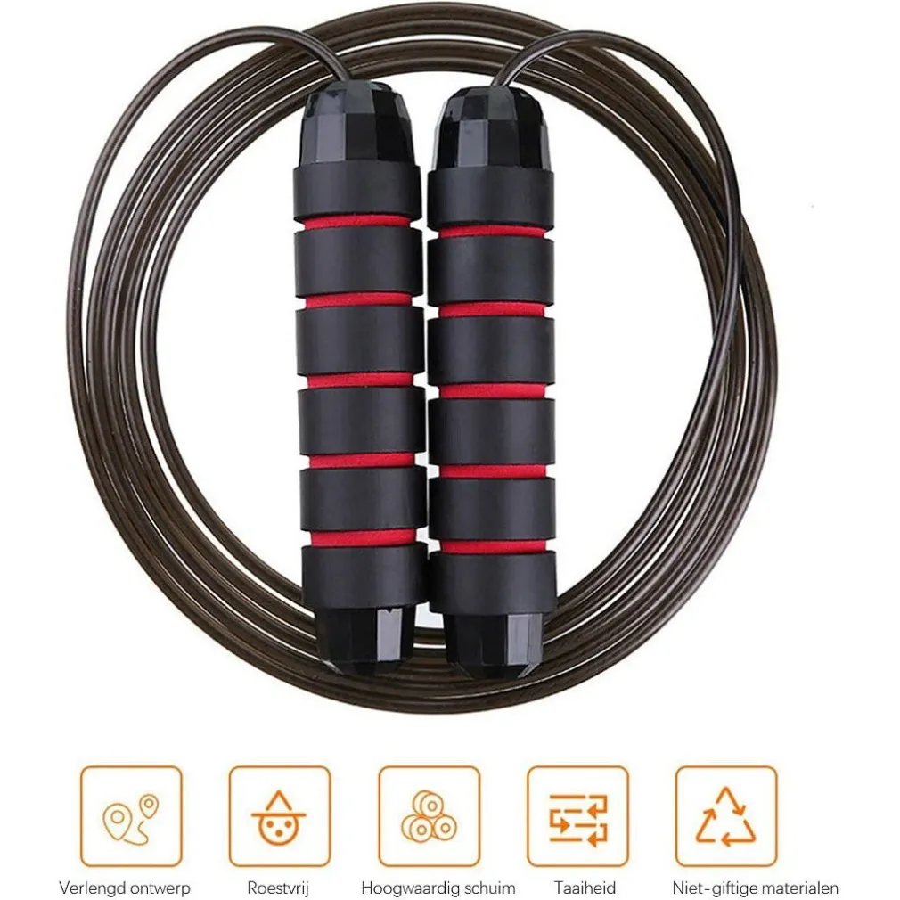 CORDA PER SALTARE IN ACCIAIO REGOLABILE CUSCINETTI A SFERA MANIGLIE IN SCHIUMA