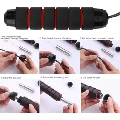 CORDA PER SALTARE IN ACCIAIO REGOLABILE CUSCINETTI A SFERA MANIGLIE IN SCHIUMA