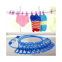 CORDA STENDIBIANCHERIA FILO X BUCATO CON 12 MOLLETTE 180CM USO ESTERNO FLESSIBLE