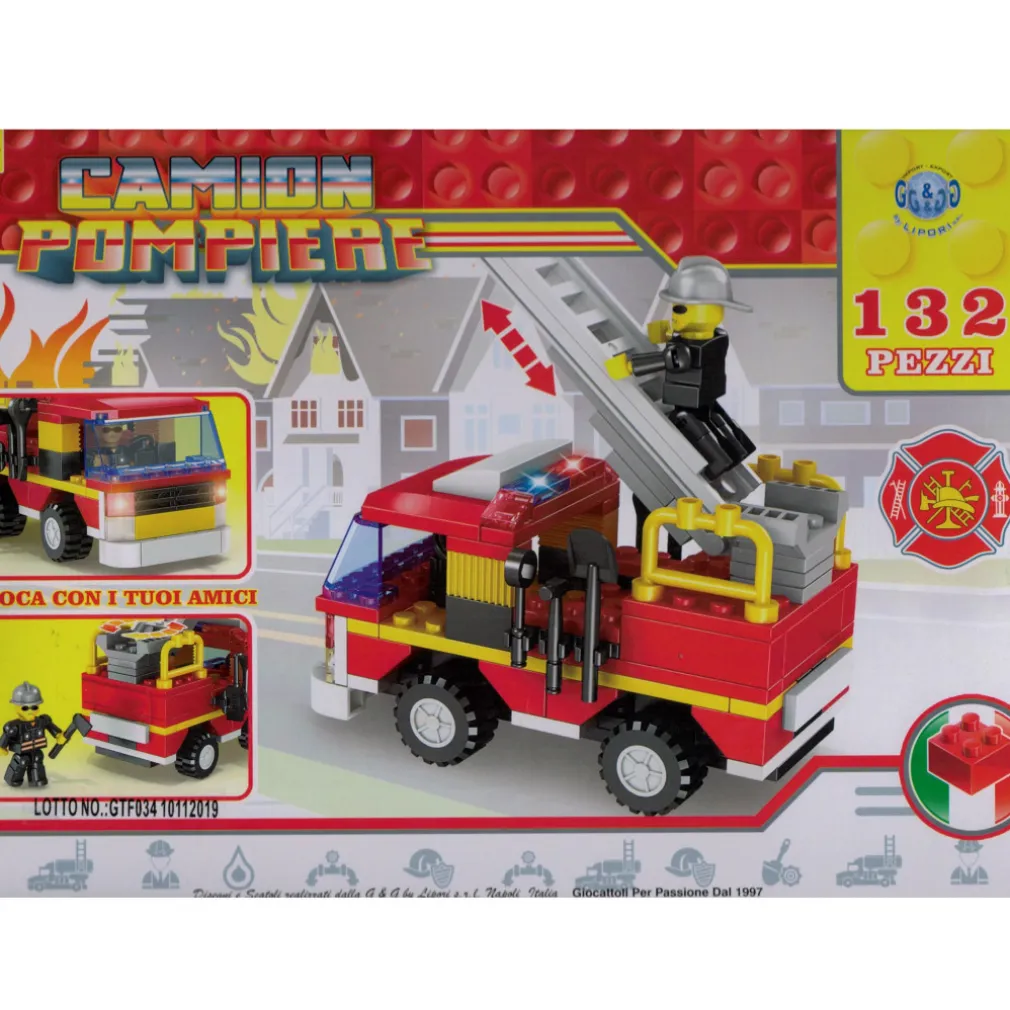 COSTRUZIONI GIOCATTOLO PER BAMBINI CAMION DEI POMPIERI CON PERSONAGGIO 132 PZ