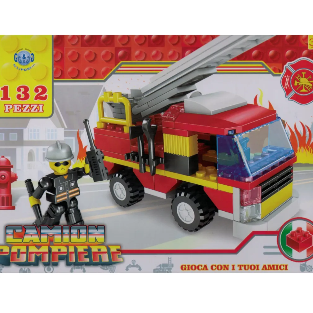 COSTRUZIONI GIOCATTOLO PER BAMBINI CAMION DEI POMPIERI CON PERSONAGGIO 132 PZ