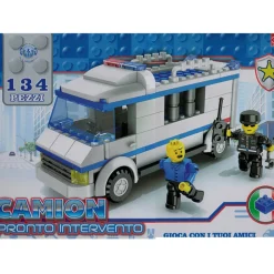 COSTRUZIONI GIOCATTOLO PER BAMBINI CAMION DELLA POLIZIA CON PERSONAGGI 134 PEZZI