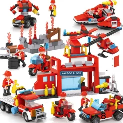 COSTRUZIONI PER BAMBINI BLOCKS FIREFIGHTERS POMPIERI DIY 8 SET ASSORTITI
