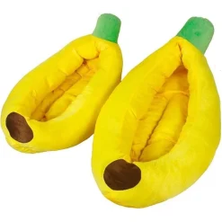 CUCCIA BANANA LETTO MORBIDO PER GATTO CANE CUSCINO INVERNO PELUCHE NIDO 65X35CM