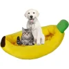 CUCCIA BANANA LETTO MORBIDO PER GATTO CANE CUSCINO INVERNO PELUCHE NIDO 85X45CM