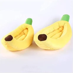 CUCCIA BANANA LETTO MORBIDO PER GATTO CANE CUSCINO INVERNO PELUCHE NIDO 70X40CM