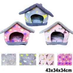 CUCCIA MORBIDA A FORMA DI CASETTA PER CANE GATTO ANIMALI 43X34X34CM TG. PICCOLA