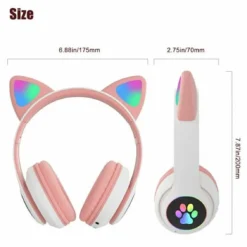 CUFFIE AURICOLARI Q-EM3 WIRELESS BLUETOOTH FILO ORECCHIO DI GATTO LED MICROFONO