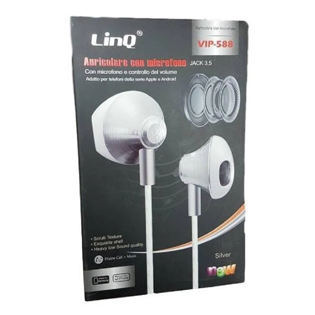 CUFFIE AURICOLARI SMARTPHONE CONTROLLO VOLUME CON MICROFONO JACK 3,5 MM VIP-588