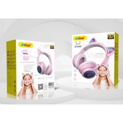 CUFFIE AURICOLARI WIRELESS/CABLATE ORECCHIE GATTO RICARICABILI BLUETOOTH Q-EM50