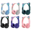 CUFFIE BLUETOOTH WIRELESS GAMING AURICOLARE LED ORECCHIE GATTO SMARTPHONE Q-EM51