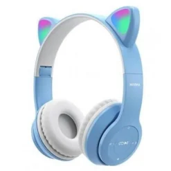 CUFFIE BLUETOOTH WIRELESS GAMING AURICOLARE LED ORECCHIE GATTO SMARTPHONE Q-EM51
