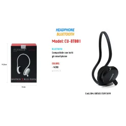 CUFFIE BLUETOOTH WIRELESS CON ARCHETTO DA COLLO E MICROFONO VIVAVOCE MAXTECH CU-BT001