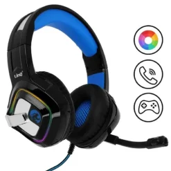 CUFFIE CABLATE STEREO CON MICROFONO JACK USB LUCI RGB LED GAMING FILM PC GM6066