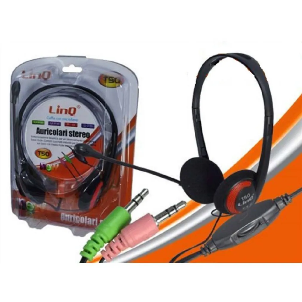 CUFFIE CON MICROFONO STEREO PER PC NOTEBOOK SKIPE MSN VIDEOLEZIONI JACK 3.5MM T50