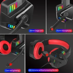 CUFFIE GAMING CON MICROFONO PER PC PS4 XBOX CONSOLE ILLUMINAZIONE LED RGB GM301