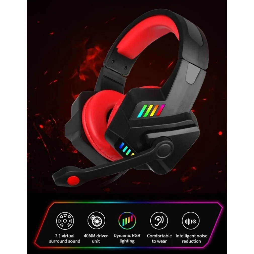 CUFFIE GAMING CON MICROFONO PER PC PS4 XBOX CONSOLE ILLUMINAZIONE LED RGB GM301