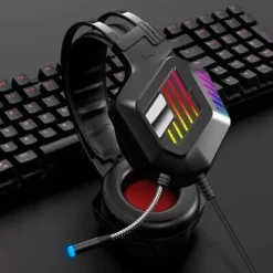 CUFFIE GAMING DA GIOCO STEREO BASS CON MICROFONO LUCI A LED RGB PER PS4 PC QE8