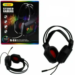CUFFIE GAMING DA GIOCO STEREO BASS CON MICROFONO LUCI A LED RGB PER PS4 PC QE8