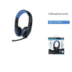 CUFFIE GAMING PS4 PC CUFFIA CON FILO MICROFONO VIVAVOCE JACK AUX 3,5MM CU-PS08