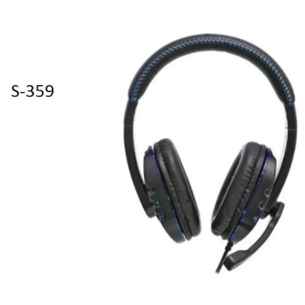 CUFFIE GIOCO GAMING OVER-EAR STEREO PORTA USB LUCI LED RGB PER PC PS3 PS4 S-359