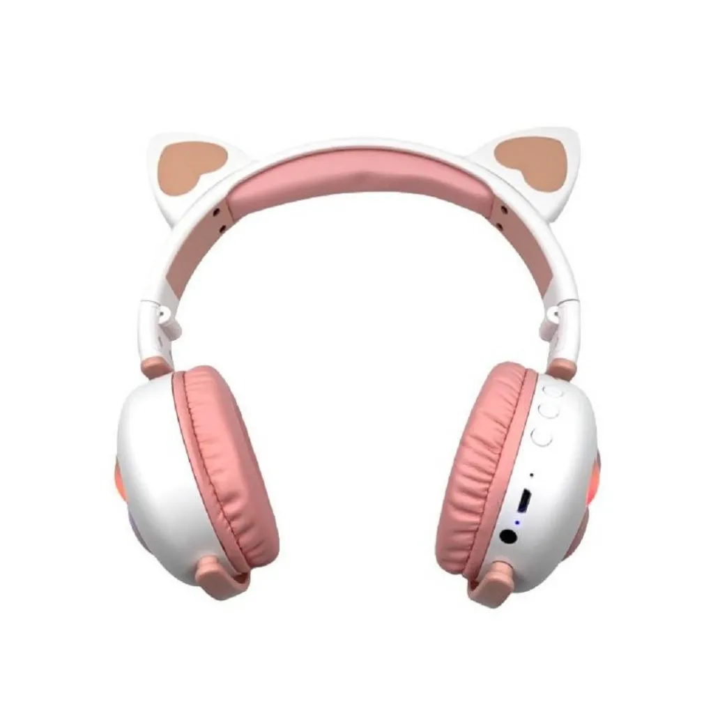 CUFFIE LED WIRELESS CON ORECCHIE DA GATTO CON 7 COLORI DI LUCE BLUETOOTH Q-MAX60