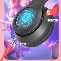 CUFFIE PER BAMBINI PIEGHEVOLI SENZA FILI CON ORECCHIE DI GATTO A LED BLUETOOTH