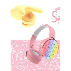CUFFIE POPIT BAMBINE WIRELESS RADIO BLUETOOTH 5.0 PIEGHEVOLE SD USB COLORE ROSA