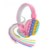 CUFFIE POPIT ROSA BAMBINE WIRELESS RADIO BLUETOOTH ARCOBALENO PIEGHEVOLE SD USB