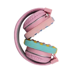 CUFFIE POPIT ROSA BAMBINE WIRELESS RADIO BLUETOOTH ARCOBALENO PIEGHEVOLE SD USB