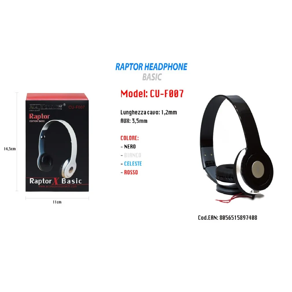 CUFFIE PORTATILI 3,5MM PC COMPUTER MAC NOTEBOOK MP3 MUSIC MAXTECH EDITION BASIC CU-F007