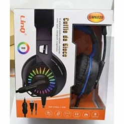 CUFFIE STEREO CON MICROFONO JACK 3.5MM + USB CON LED GAMING GIOCHI FILM PC GM6020