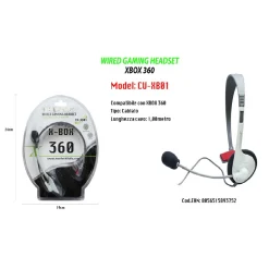 CUFFIE WIRED GAMING HEADSET CON MICROFONO COMPATIBILE PER XBOX 360 MAXTECH CU-XB01