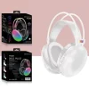 CUFFIE WIRELESS RICARICABILE BLUETOOTH V5.3 LUCI RGB LED AURICOLARE MUSICA PC SMARTPHONE