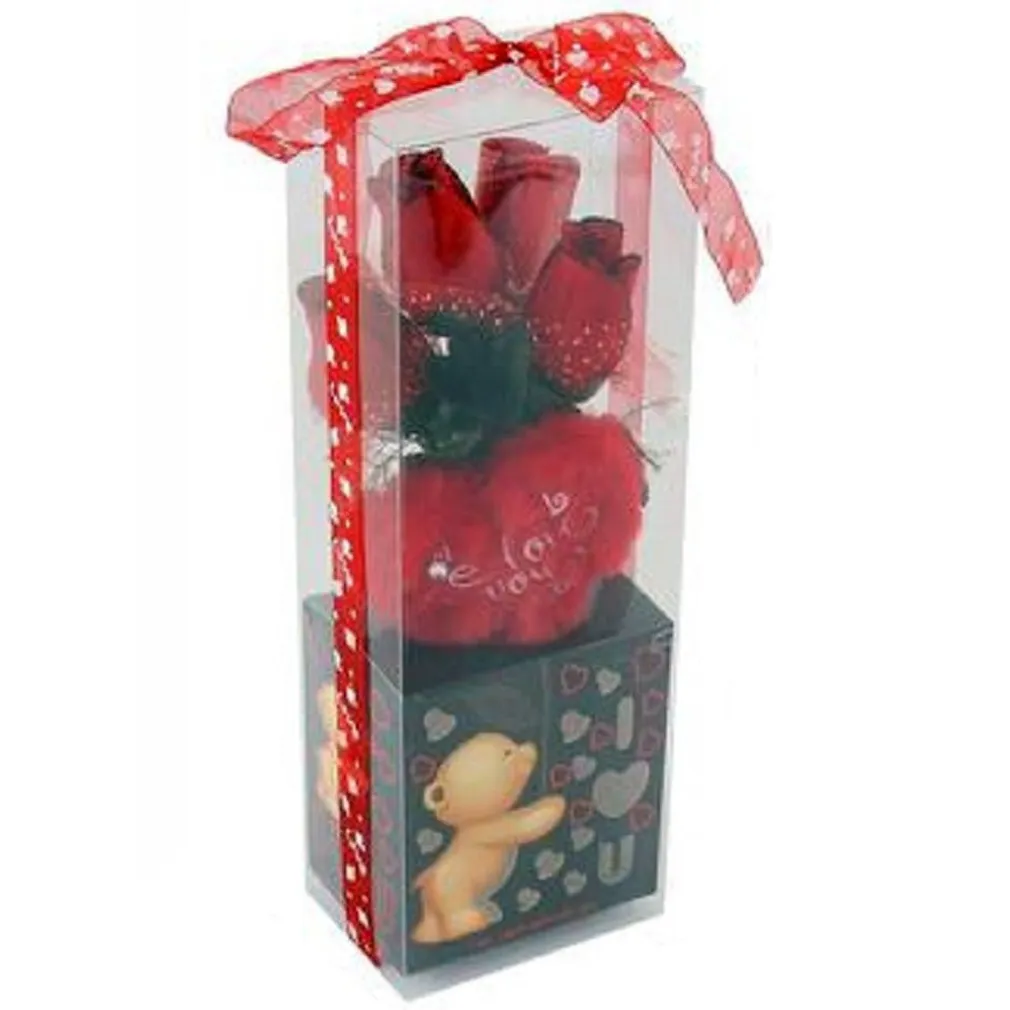 CUORE IN PELUCHE CON FIORI CONFEZIONE REGALO PER SAN VALENTINO 10X7.5X30CM 63301