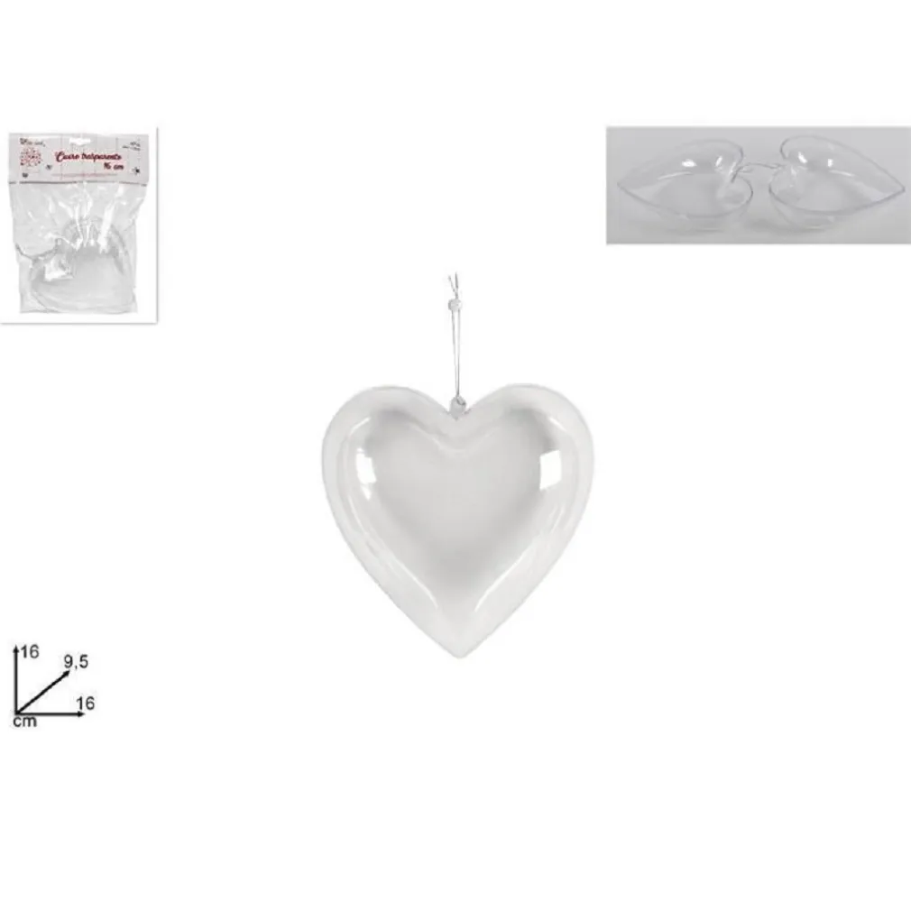 CUORE IN PLASTICA TRASPARENTE SCATOLINA PER DECOUPAGE DECORO SAN VALENTINO 16CM
