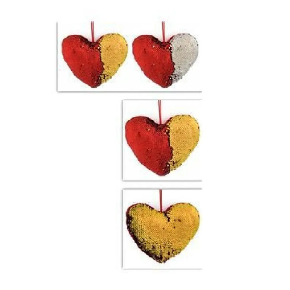 CUORE PAILLETTES BICOLORE 20X16CM APPENDINO IDEA REGALO SAN VALENTINO 2 MODELLI