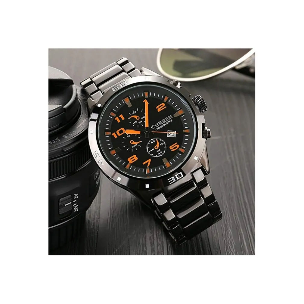 CURREN 8201 OROLOGI DA POLSO SPORTIVI ANALOGICI DI LUSSO TUNGSTENO D'ACCIAIO UOM