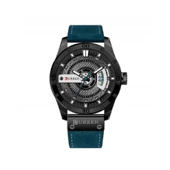 CURREN 8301 OROLOGIO ANALOGICO DA POLSO AL QUARZO MILITARE SPORT IN PELLE BLU