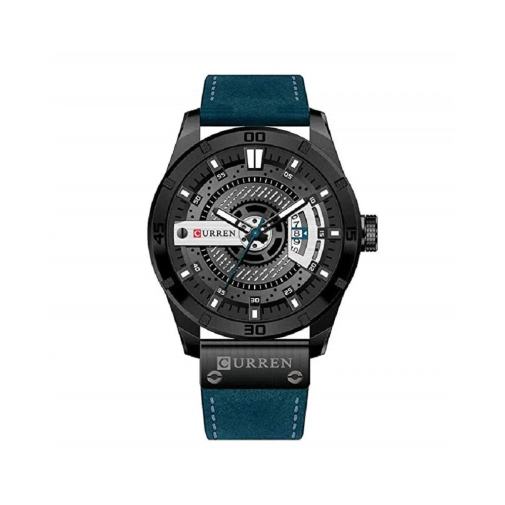 CURREN 8301 OROLOGIO ANALOGICO DA POLSO AL QUARZO MILITARE SPORT IN PELLE BLU