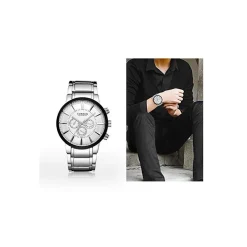 CURREN OROLOGIO SEMPLICE MODA UOMO ACCIAIO OROLOGIO DA POLSO QUADRANTE NERO